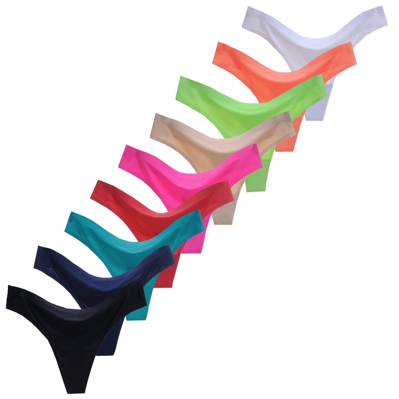 

WHITE FANG Set of Seamless T19S9 of 9-Piece T-Back Underwear, Underpants, Panties, Women s, (Set 9)