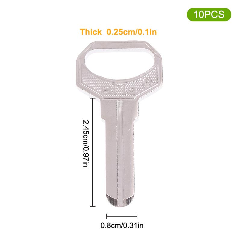10Pcs Key Embryo Middle Slot Small Square Computer Punching Dms Key Blank Fingerprint Lock Password Lock Blank