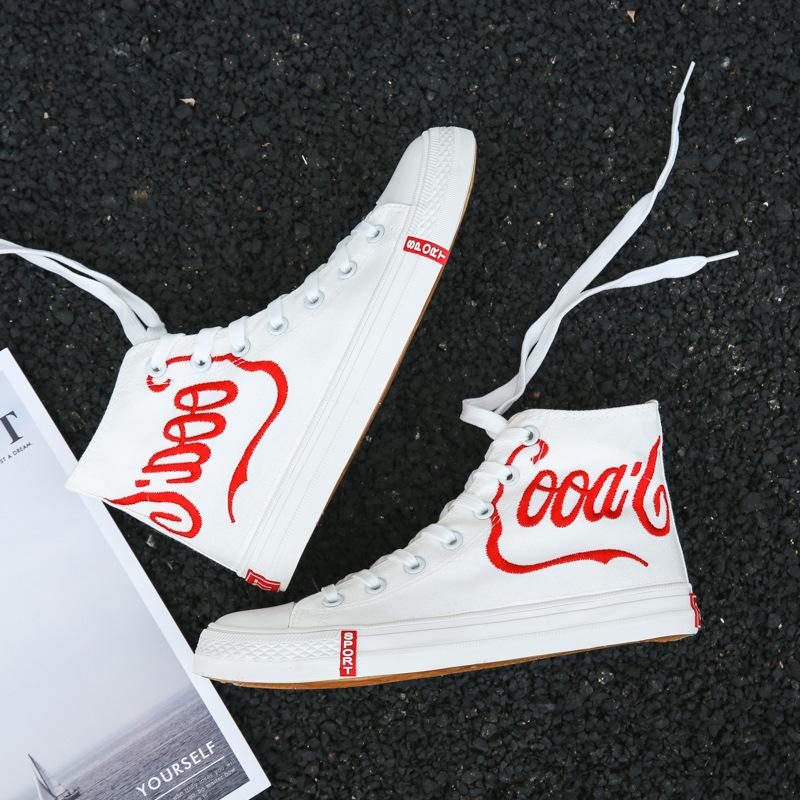 

Весенне-летняя мужская обувь с вышивкой. Высокие парусиновые туфли для студентов-мужчин. Корейская версия универсальных ретро-кроссовок в гонконгском стиле. 44