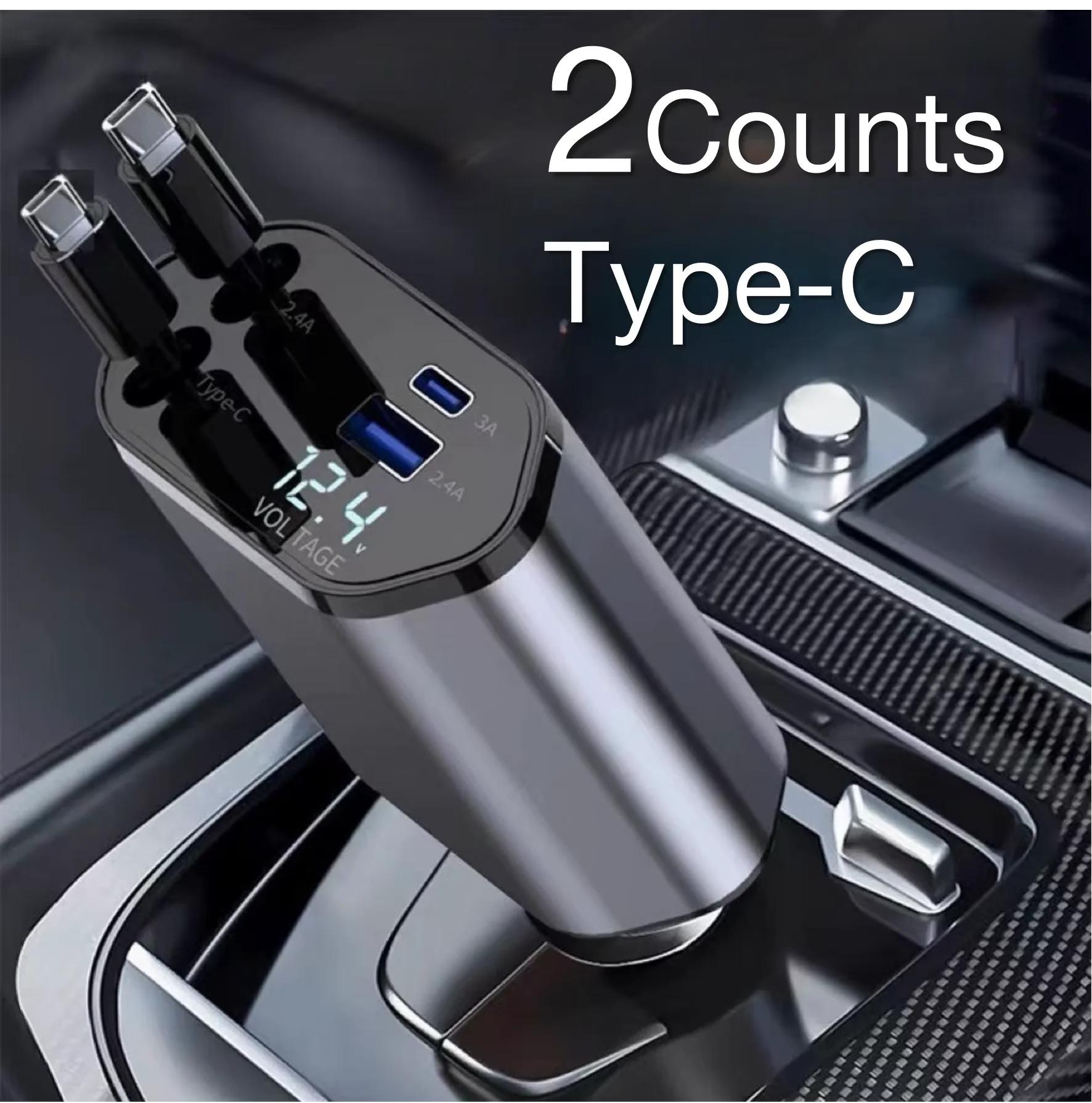

Fast Charging 4-in-1 Telescopic Car Charger For iPhone iPad Galaxy Pixel HUAWEI Mobile Phone Charger Extension Cable High Speed