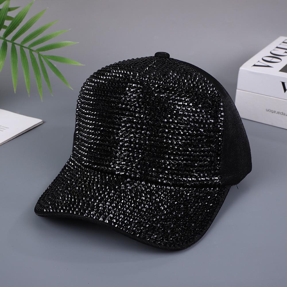 Casquette de Baseball Colorée à Strass Version Coréenne d'Été Pour Femmes Protection Solaire Pare-soleil Personnalité Casquette Entièrement à Diamants Pour Hommes