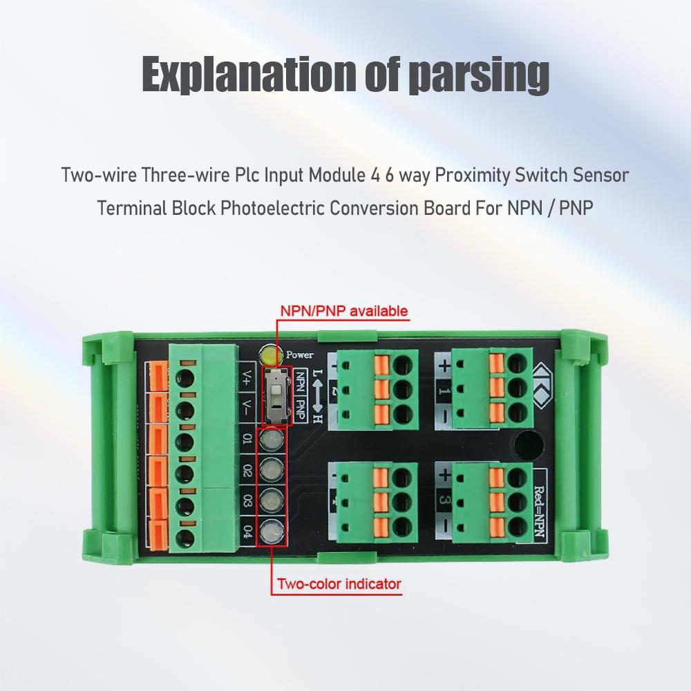 PLC Input Module Terminal Block 4 6 Way/Channels Photoelectric Proximity Switch NPN PNP Sensor 3 Wires Conversion Transfer Board