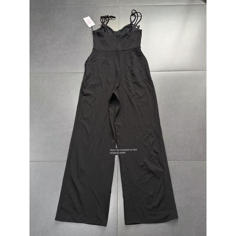 Foreign Trade Order Black Simple Slim Fit Jumpsuit Sling Style Slimming Slim Fit Commuter Jumpsuit Trousers