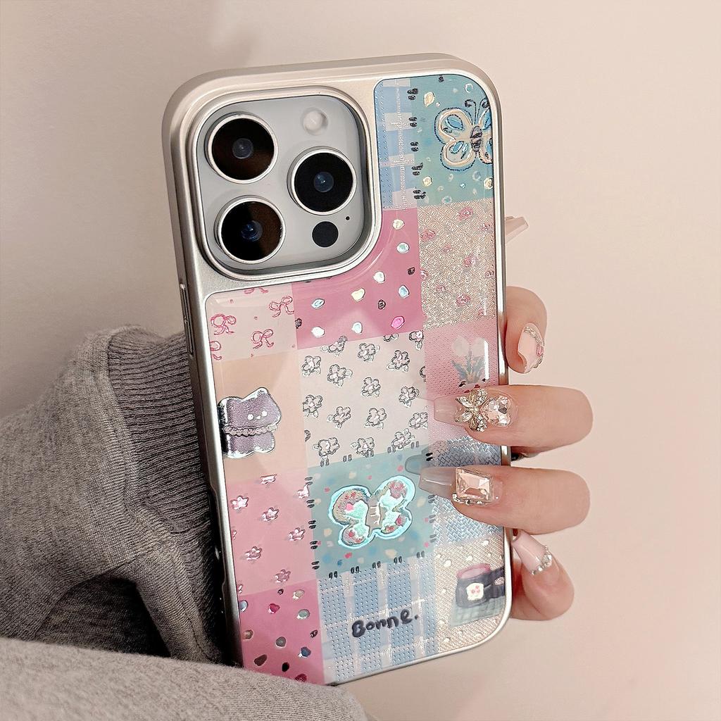 Gilt Ins Lattice Stitching 16pro Max Mobile Phone Case Iphone17 Apple 15 Electroplated High-quality Mobile Phone Case