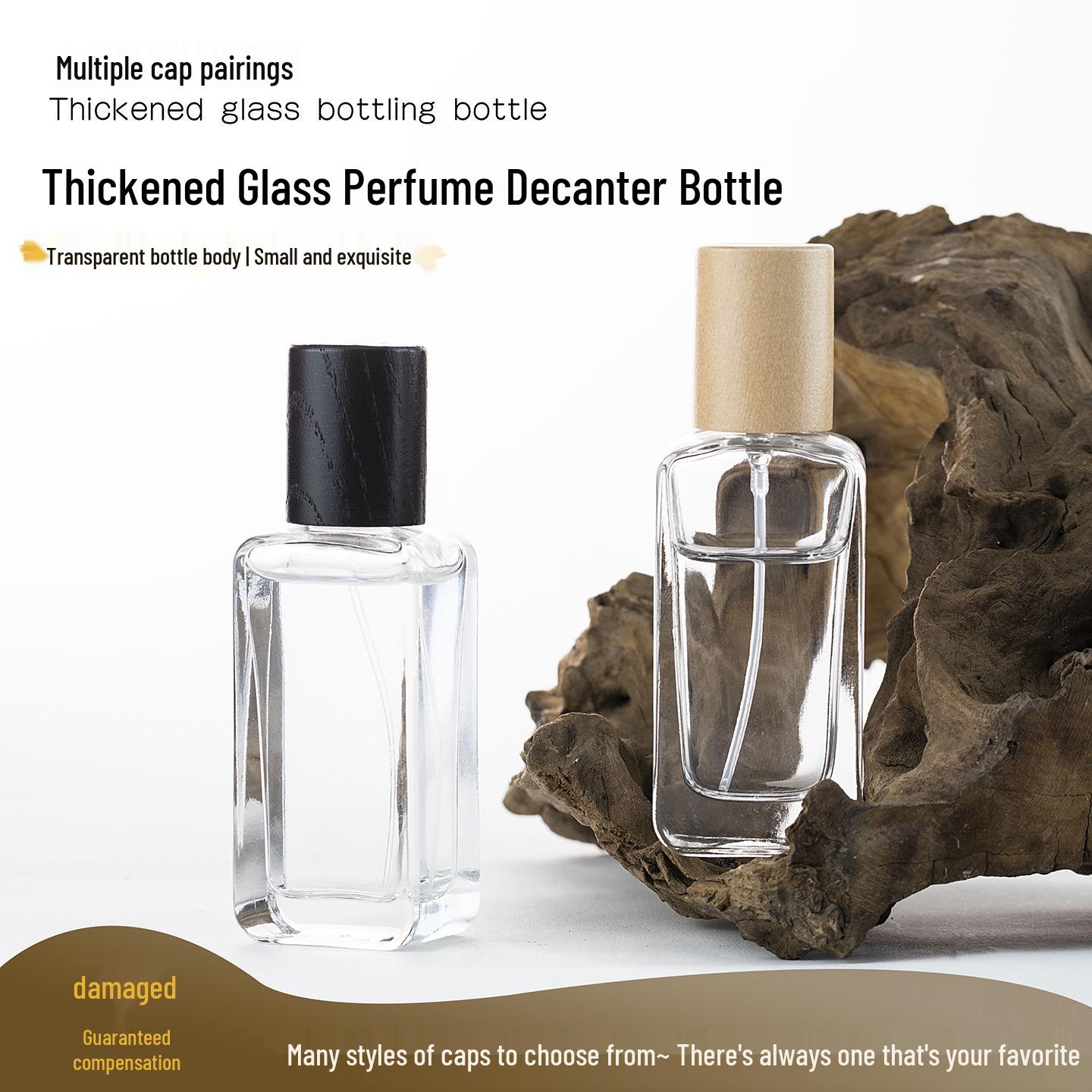 Transparent Thick-Bottomed Portable Perfume Spray Bottle with Bayonet Closure 30ml; Transparent Bottle; Glass