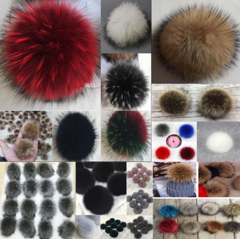Faux Women Diy Raccoon Fur Pom Poms Ball For Knitting Beanie Hats Accessories