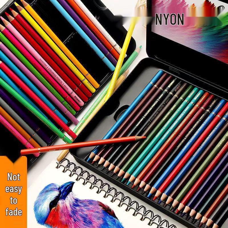 NeoNio Professional Water-Soluble Oil-Based Colored Pencils Set, 100 & 120 Colors in Iron Box for Hand-Painting