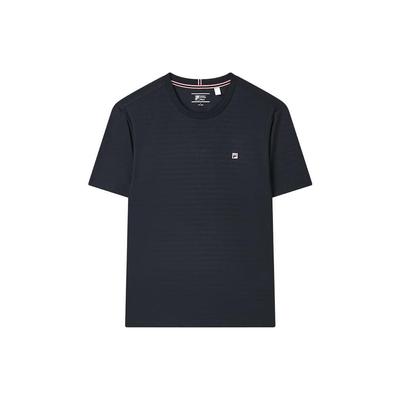 Solid Color Simple Round Neck Pullover Business Casual Short Sleeve T-Shirt Men Tops Legendary-Blue F11M321109FNV