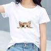 Kids Cotton T Shirt Peeking Orange Kitten Cat Print Crew Neck Short Sleeve Tee Casual Breathable Boys Girls Summer Tops