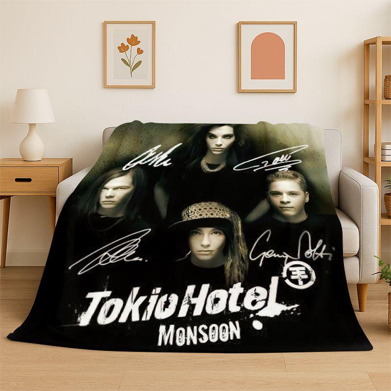 Rock Band Tokio Hotel Bill Kaulitz Flanelldecke Weiche Warme Überwurfdecke für Schlafzimmer Wohnzimmer Bett Reise Camping Picknick