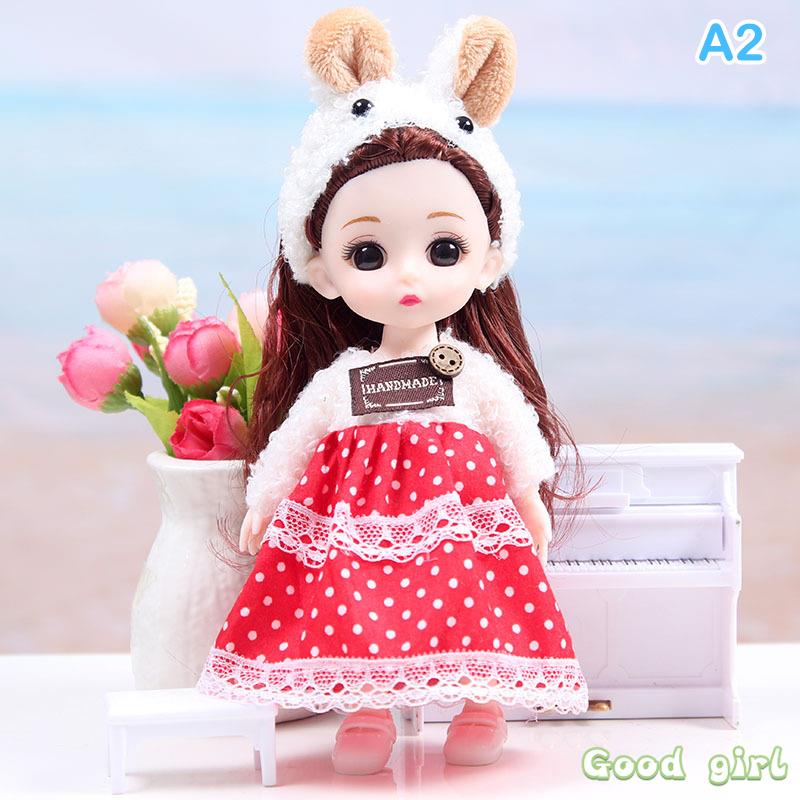 New 16 Cm Bjd Mini Doll Movable Joint Girl Baby 3D Big Eyes Beautiful Diy Toy Doll With Clothes Dress Up 1/8 Fashion Doll