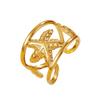 Fresh Ocean Resort Starfish & Shell Open Ring - Stainless Steel Jewelry for Women
