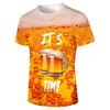 Camiseta Masculina Elegante Com Estampa De Cerveja 3D All-Over Print Design Camisetas Gráficas De Cerveja Masculinas Com Gola Redonda E Manga Curta