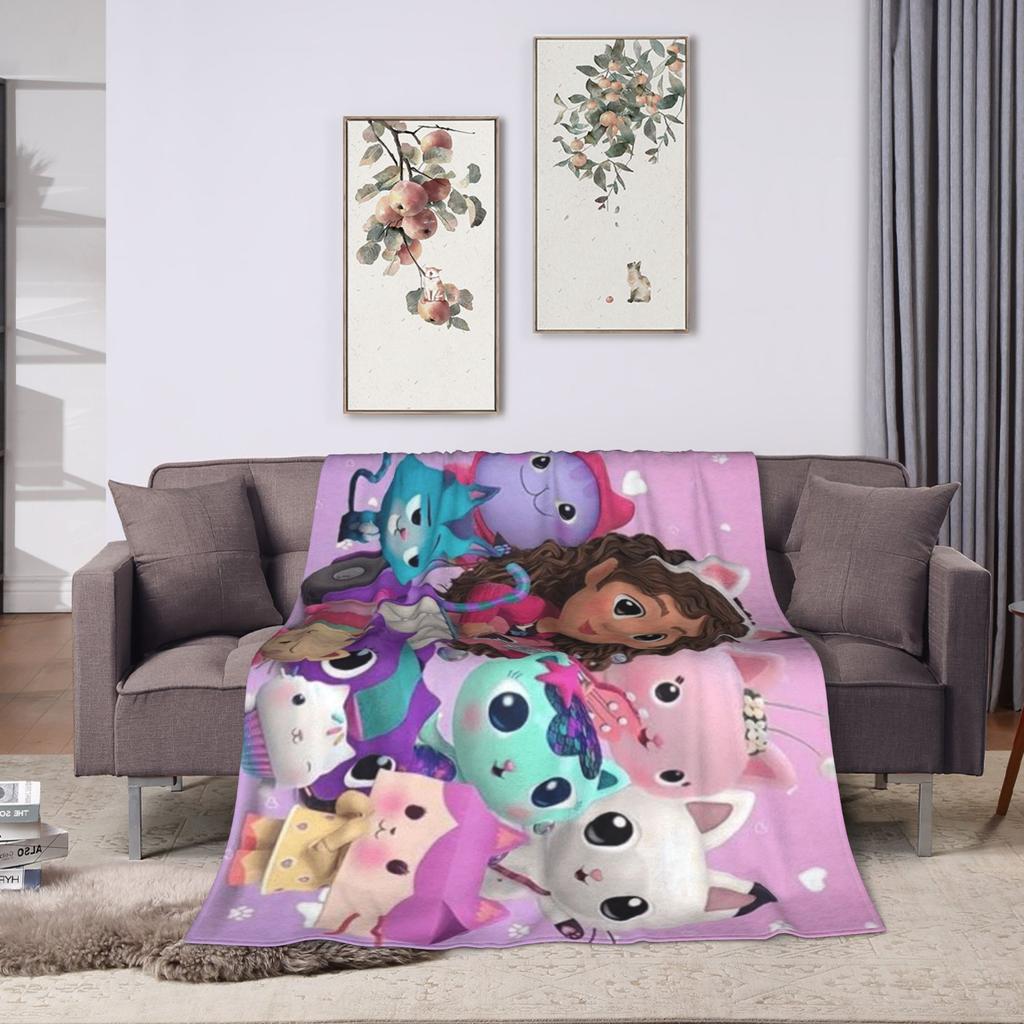 G-Gabby’s Dollhouseds Plush Blanket Boy Girl  Flannel Bedding Throws For Couch Bed Super Warm Custom DIY Quality Bedspread Gift