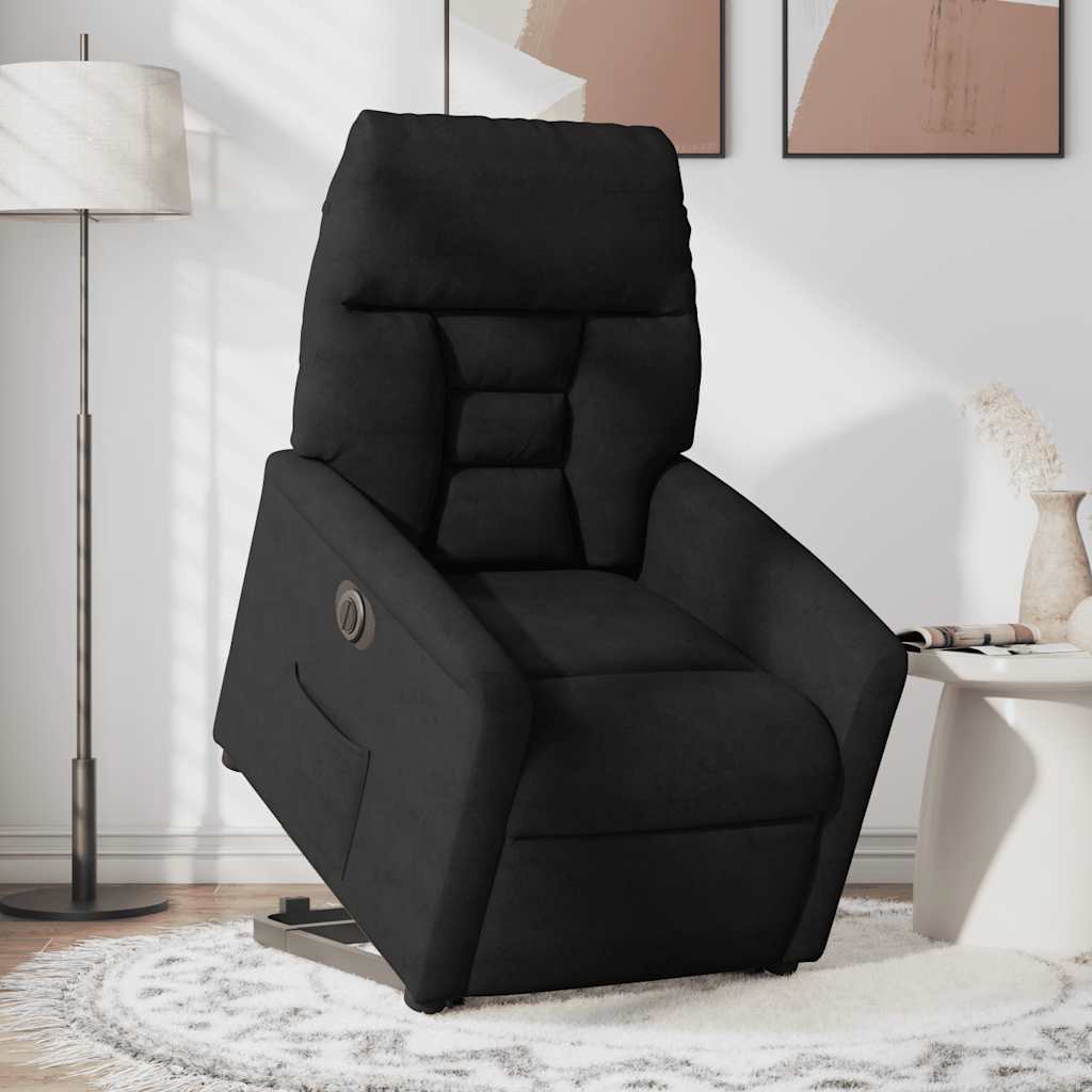 Electric Recliner Chair with Lift Assist Black Microfiber Fabric