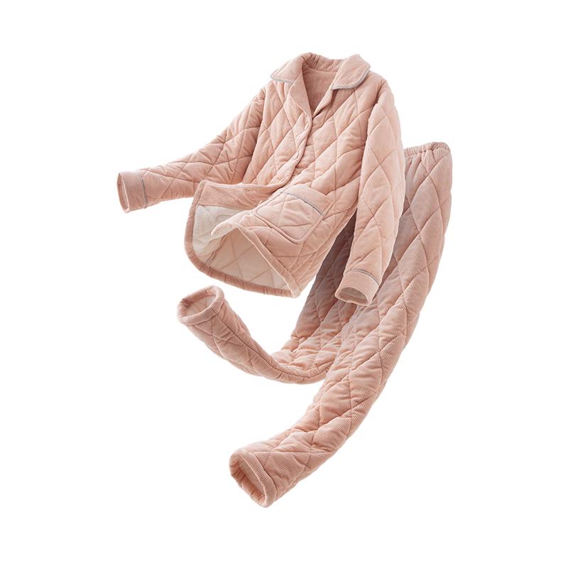 Yiershuang Women s Plush Corduroy Lounge Pajama Set L