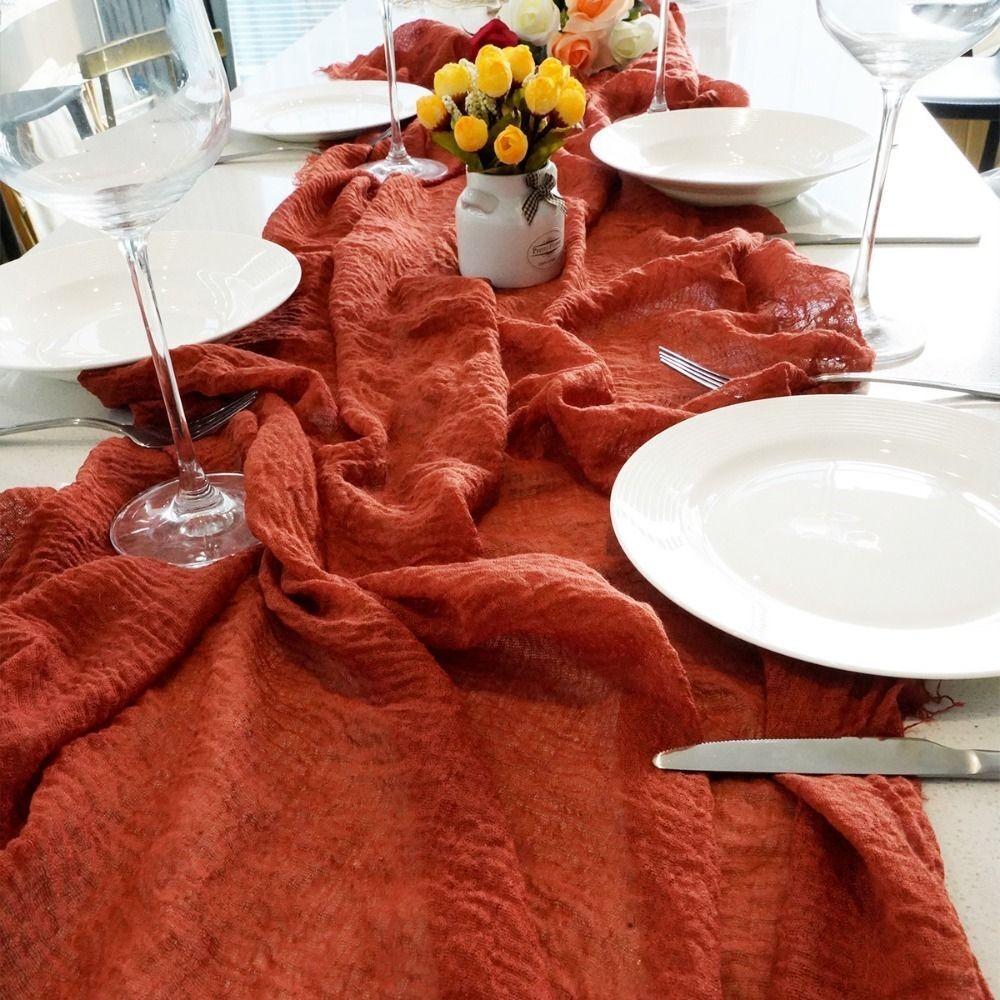 New Bohemian Long Table Runners Comfortable Wrinkled Design Tablecloth Rustic Sheer Runner Banquets Table Cover