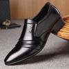 New Men's Formal Shoes PU Fashion Men's Business Wear Le Fu Shoes Pointed Toe Shoes Oxford Pointed Toe Formal Wedding Shoes