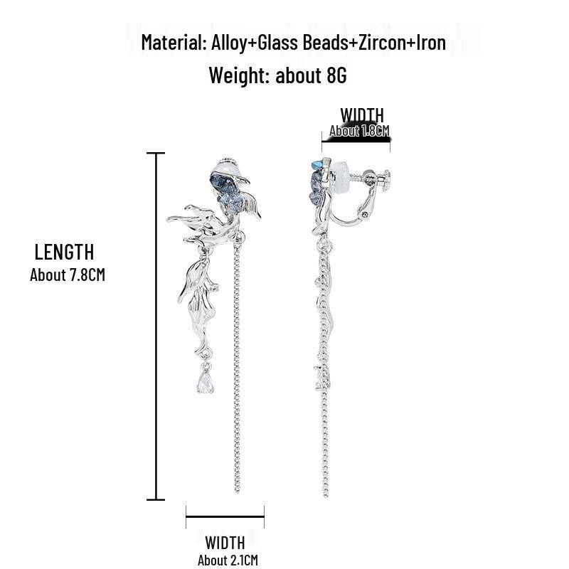 Cool-Toned Blue Gradient Goldfish Earrings - Korean Style, High-End, Fresh, Unique Fashion