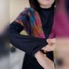Autumn and Winter New Fashion Fake Two-piece Printed Western-style Long-sleeved Half Turtleneck Bottoming Shirt Top