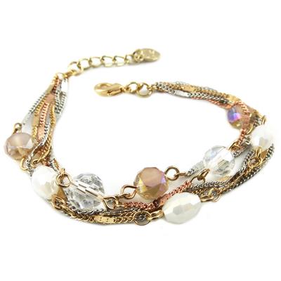 [P8376] - Designer-Armband 'Acapulco' weiß beige rosa