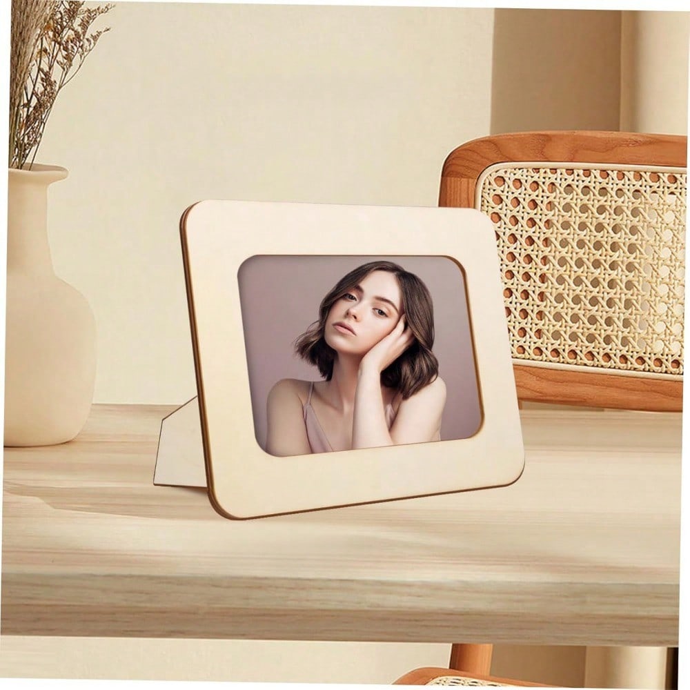 6 szt. Drewniane ramki na zdjęcia do rękodzieła, stojące ramki na zdjęcia na pocztówki, zestaw, niedokończony zestaw pamiątkowy DIY, dekorowalne kartki na ślub, urodziny