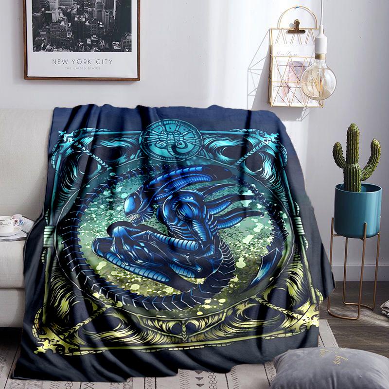 Alien Ornate Frame Blanket Lightweight Flannel Bedding Blanket Perfect for Travel, Camping, Living Rooms, Offices, Sofas, Fan Christmas gift