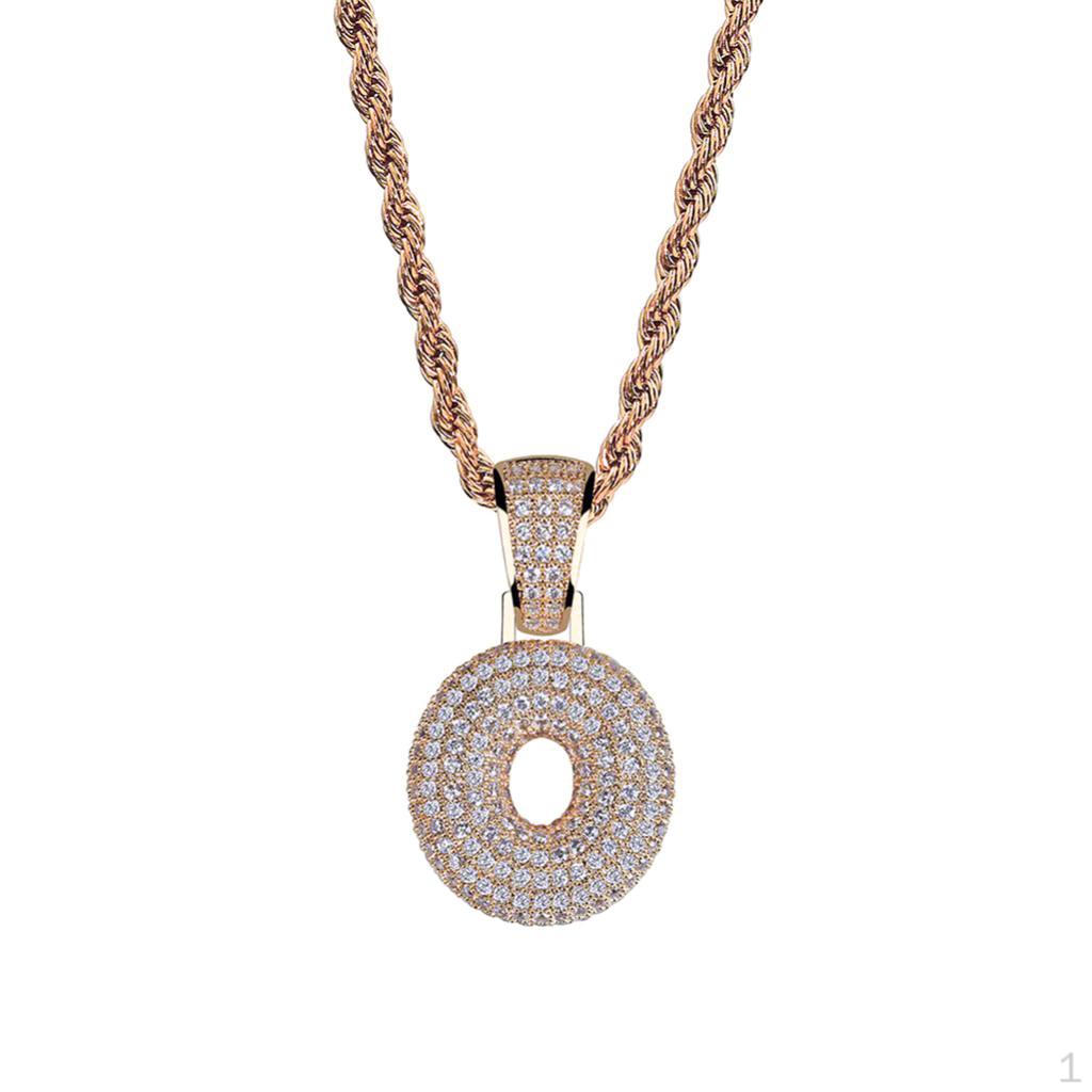 

Alphabet Letter O Micro Crystal Pendant Charm Necklace Chain Gift розового золота