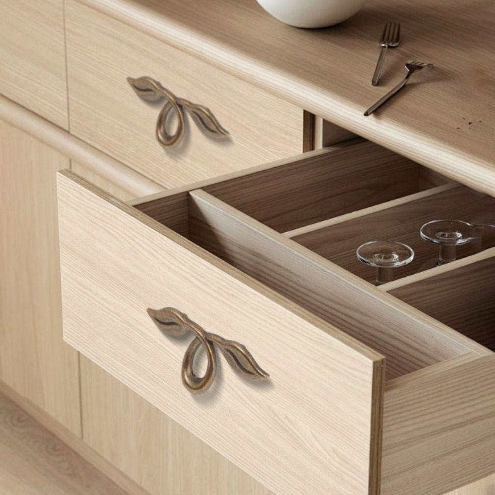 Zink Zink Zinklegierung Vintage Griffe Lochabstand Möbelbeschläge Europäischer Stil Blattform Griffe Kommode