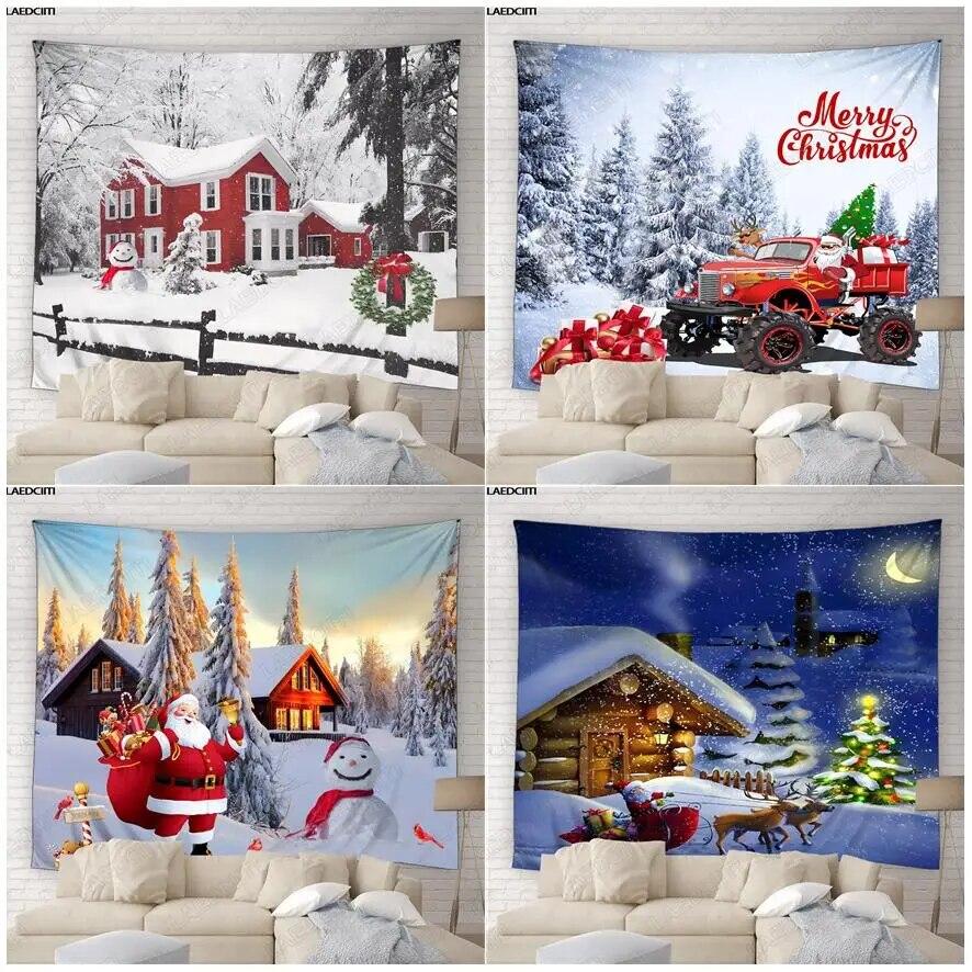 

Рождественская зима Снеговик Кедр Рождественская елка Природный пейзаж Польский гобелен Ствол сундук Украшение дома для гостиной Tapiz