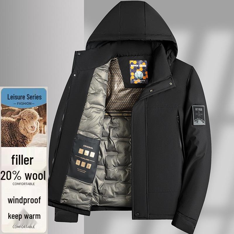 Men's Winter Ski Suit: Cotton-Padded Thickened Wool Jacket for Outdoor & Casual Use