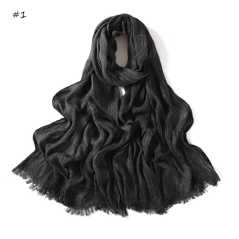 180*65cm Batikové mačkané viskózové hidžáby pro ženy Muslimský šátek Šály Jednobarevné Dámské Prodyšná čelenka Turban Femme Ramanda