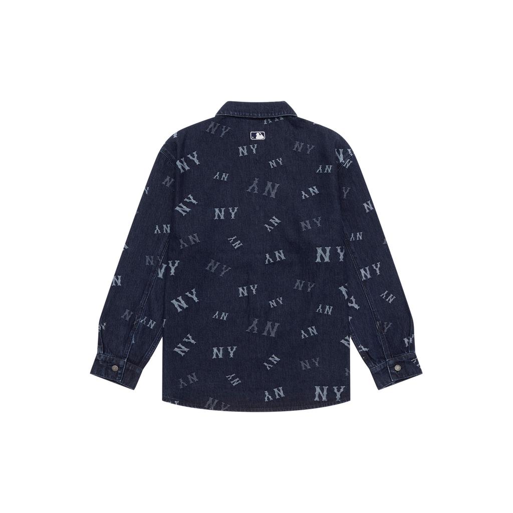 New MLB MONOGRAM Collection New York Yankees 24FW Denim Shirt Unisex Dark Marine Blue 3ADRM0244-50NYD