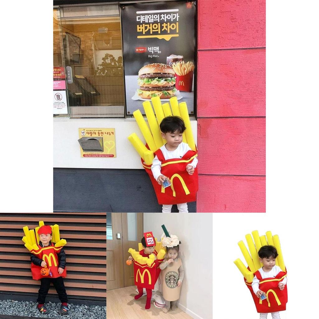 Korean Ins Halloween Children's Costume For Kindergarten Party Show Outfit Boys And Girls French Fries Clothes Inflatable Column)