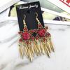 Vintage court gem set earrings long temperament bohemian earrings niche earrings women