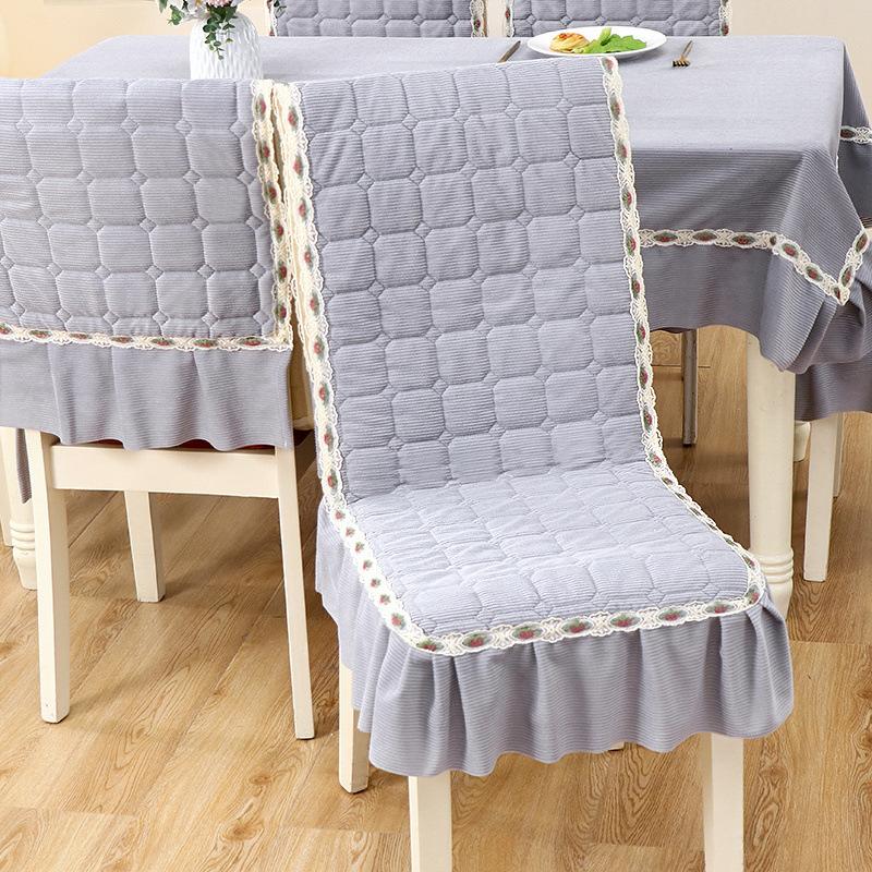 Minimalist Chair Cover Non-Slip Thickened Plaid Soft Ruffle Trim Dining Seat Cover All-Season Universal One-Piece Chair Cover