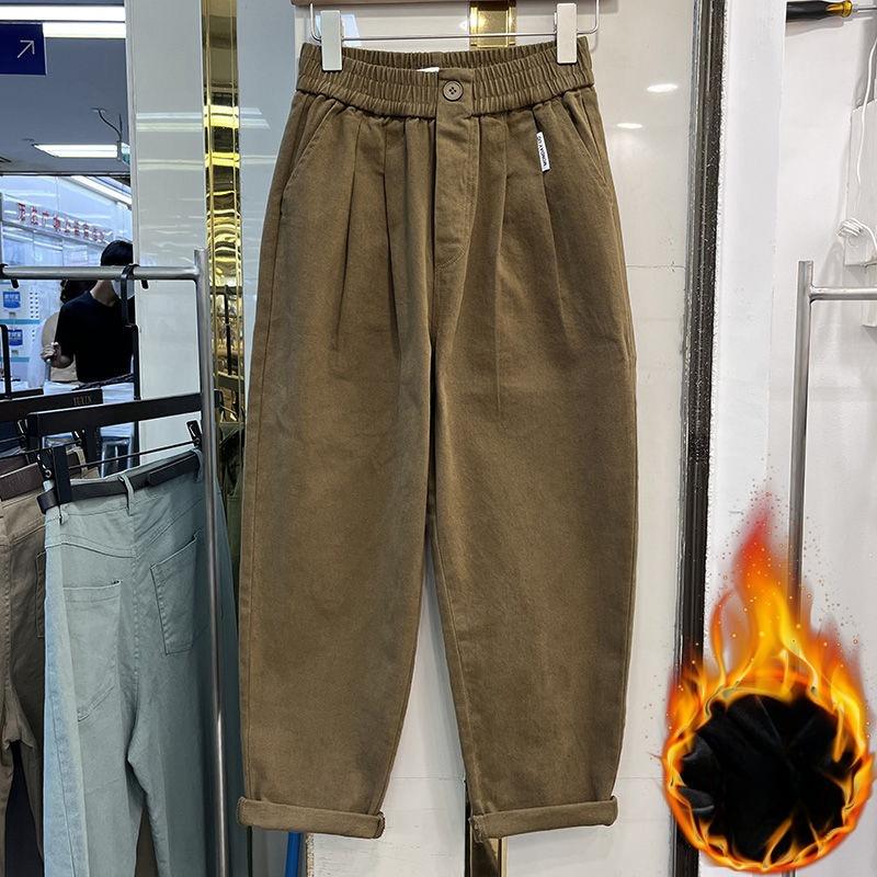 Fleece Harem Pants for Women, Autumn and Winter Korean Style, Versatile, Fashionable, Loose and Slimming Work Pants, Thickened Casual Long Pants