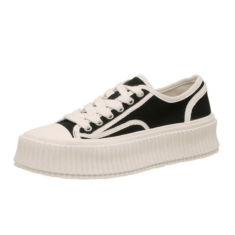 Spring biscuits platform canvas shoes women's 2025 new popular little white shoes niche versatile casual board shoes sneakers