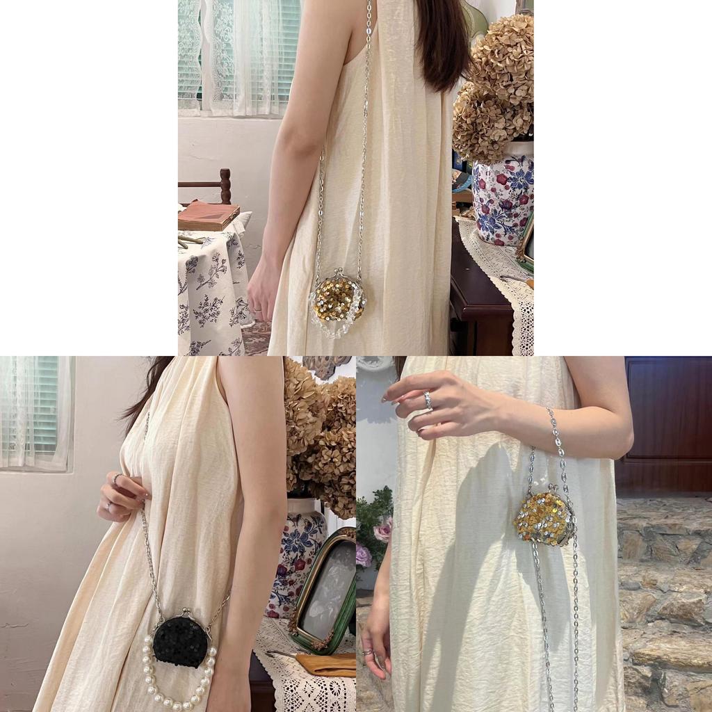 Acrylic Mini Box Bag With Chain Strap And Sequin Embellishments For Casual Travel