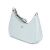 Tory Burch 151 Mercer Silver Double T Logo Detachable Shoulder Strap Nappa Leather Crescent Bag Women Handbags Gray Blue 149179-400