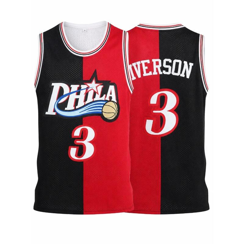 Men's Allen Iverson #3 PHILA Basketball Jersey White Mesh Sleeveless Tank Top Retro Philadelphia Sports Uniform Fan Streetwear