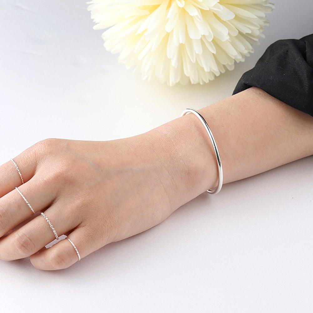 Mon Choix Silver Pipe Bangle Bracelet