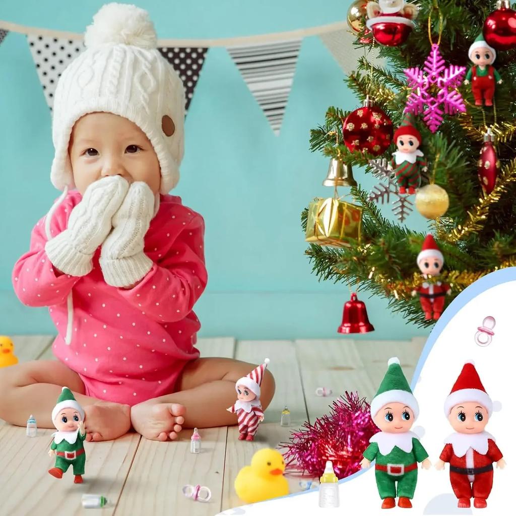 6Pcs Tiny Elf Doll Twins Set, 6 Christmas Elves , Mini Dolls Colorful Plush Cute Elf Dolls for New Year Holiday Decoration