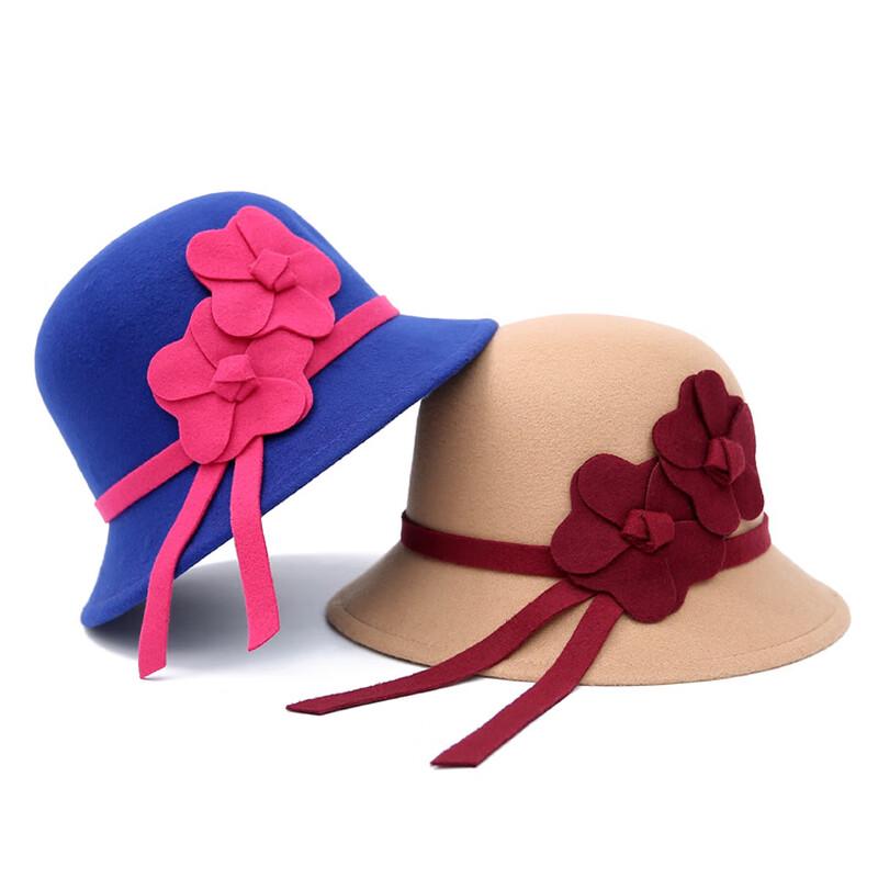 Women's Korean Style Flower Faux Wool Winter Hat