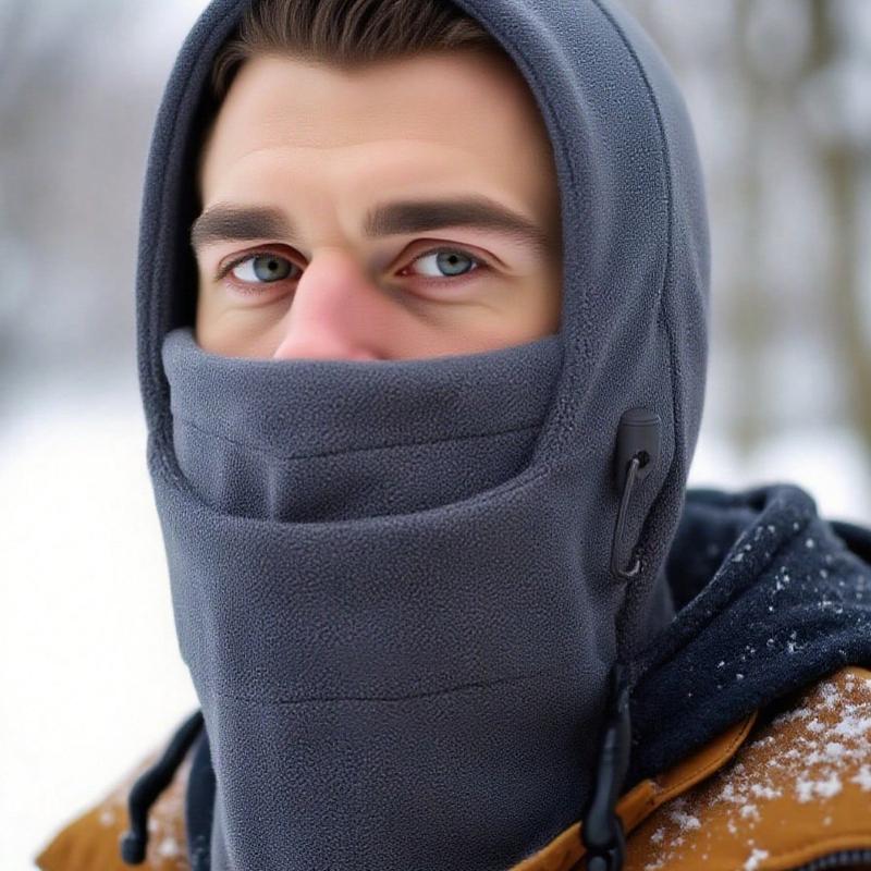 1 st vindtät tjock varm mössa unisex vinter utomhussport kamouflage multifunktionell fleece huvudskydd mjuk varm ridmask hatt