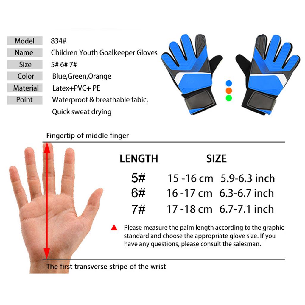 Guanti da Portiere Gomma Cotone Anti Collisione Guanti da Portiere Calcio per Bambini Ragazzi Tipo Blu 7