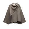 Fall and Winter Women's Idle Style Scarf Cape round Neck Long Sleeves Short Knitting Coat Outwear 2756107