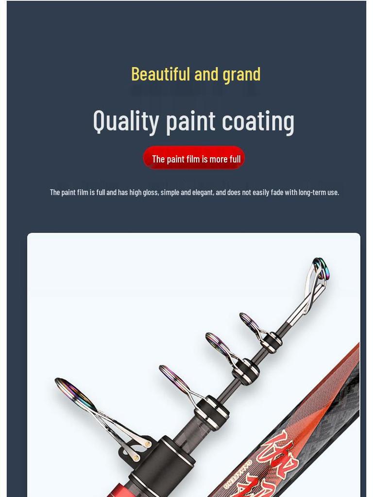Multi-Section Carbon Casting Rod for Big Fish with Large Guide Rings