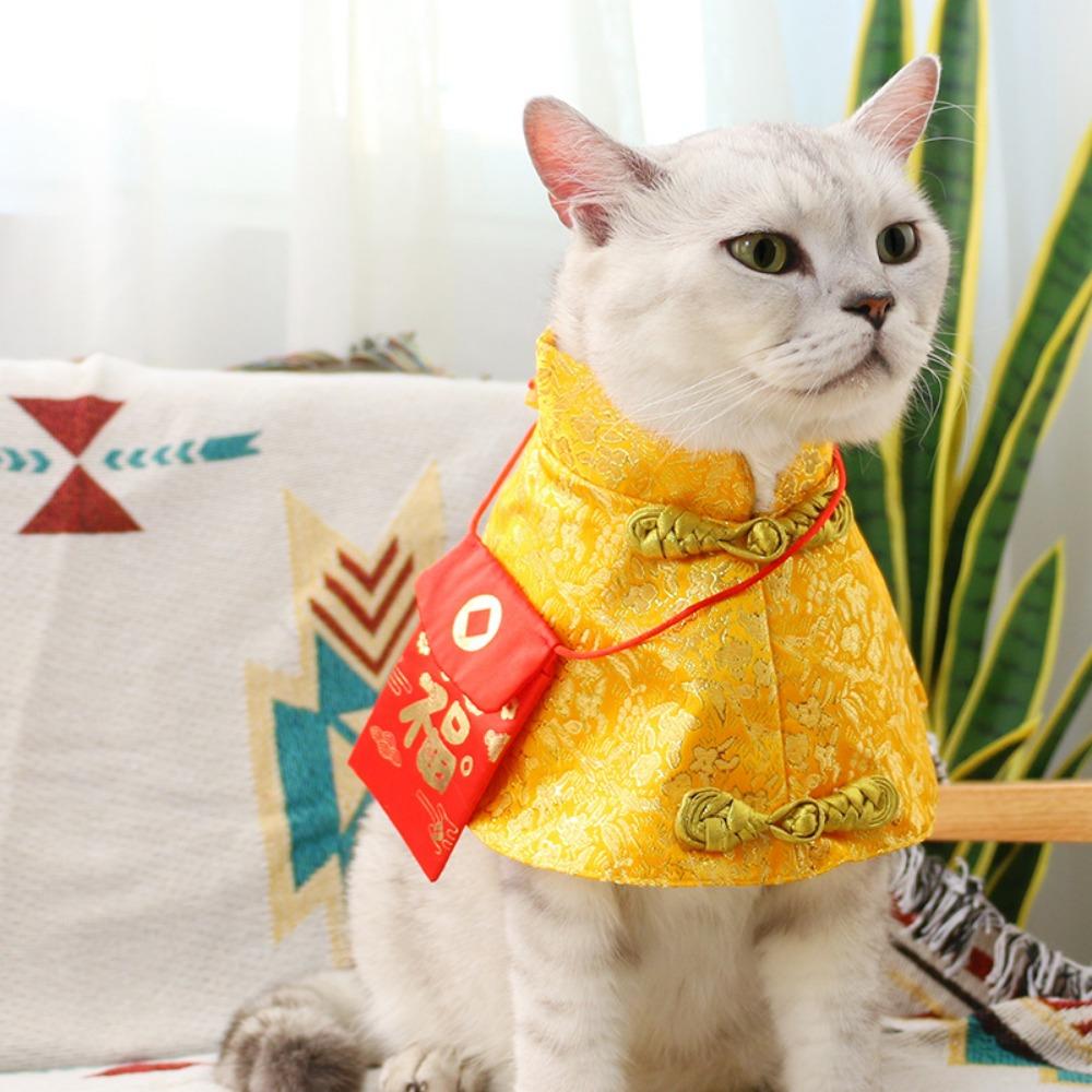 

Red Envelope Party Clothing Holiday New Year Pet Collar Cat Vest Cat Cloak Pet Coat Cat Cape XS червоний