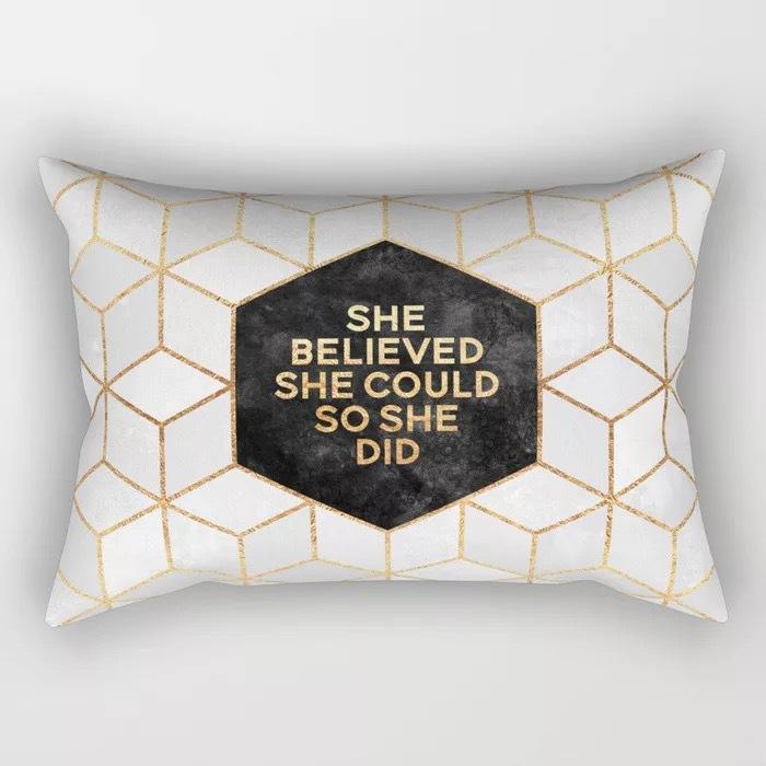 Geometric Letter Peach Leather Velvet Pillowcase Office Car Pillowcase
